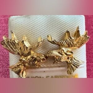 Gold Moose Head Earrings